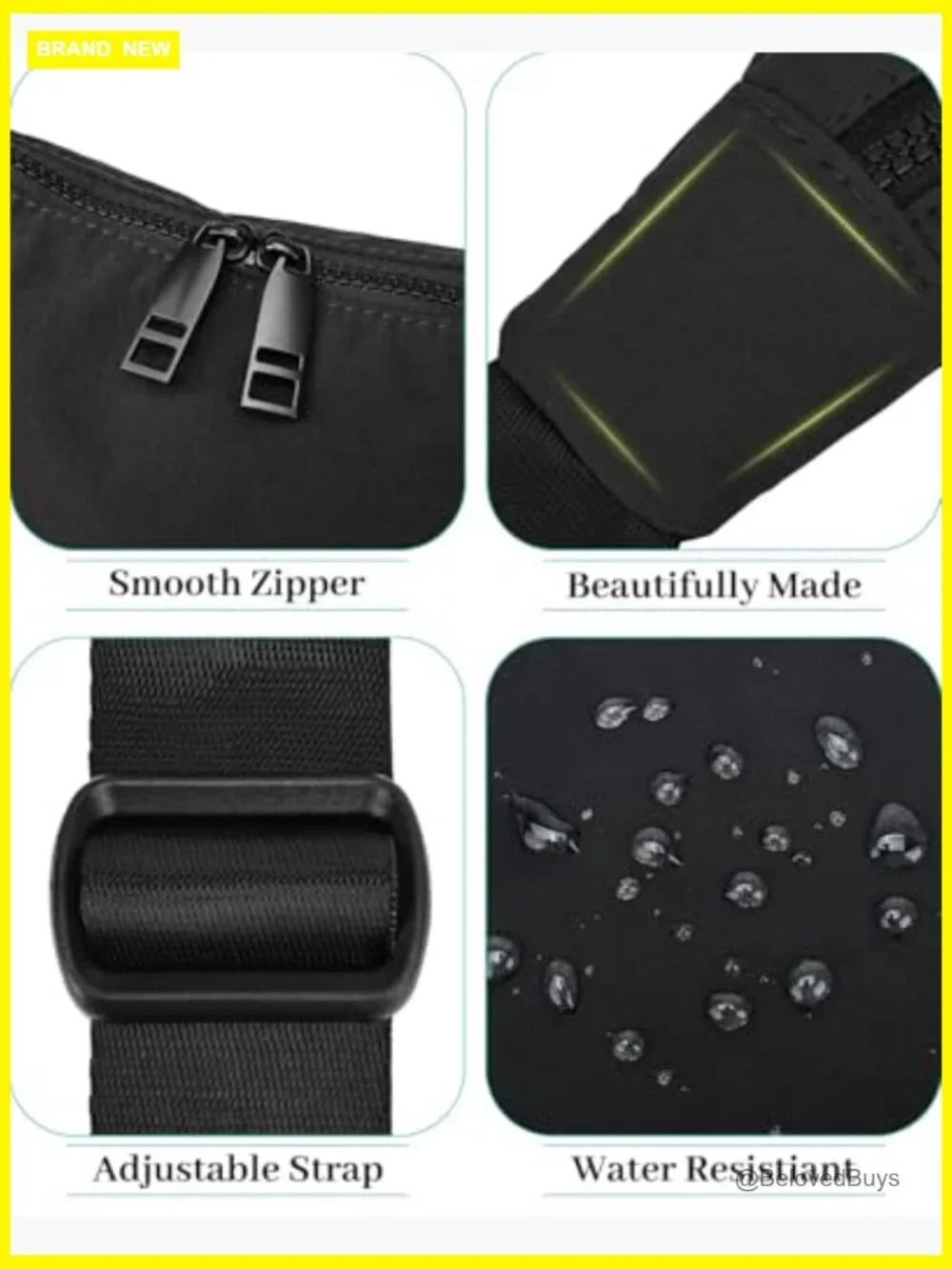 Medium Nylon Crossbody Crescent Bag with Adjustable Strap